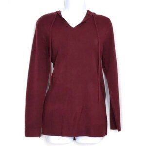 Carol Rose  Women's Burgundy Sweater lightweight hooded long sleeve M (NWT)